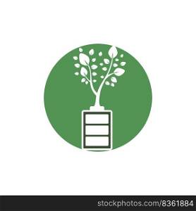 Eco nature and battery logo template design illustration design. Green e≠rgy logo template. 
