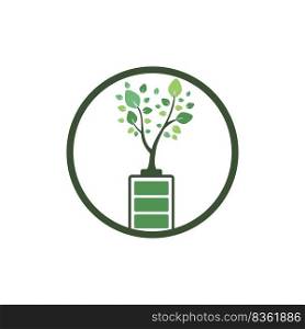 Eco nature and battery logo template design illustration design. Green energy logo template. 