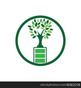 Eco nature and battery logo template design illustration design. Green energy logo template. 