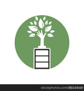 Eco nature and battery logo template design illustration design. Green energy logo template.	