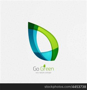 Eco nature leaf, go green environmental concept. Minimal abstract geometric design, created with circles and round shapes. Green and blue colors