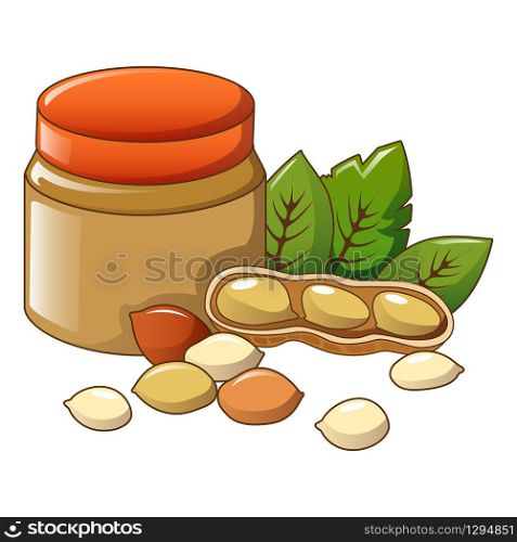 Eco peanut butter jar icon. Cartoon of eco peanut butter jar vector icon for web design isolated on white background. Eco peanut butter jar icon, cartoon style