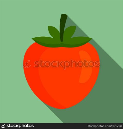 Eco persimmon icon. Flat illustration of eco persimmon vector icon for web design. Eco persimmon icon, flat style