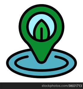 Eco plant location icon outline vector. Leaf tech. Science care color flat. Eco plant location icon vector flat