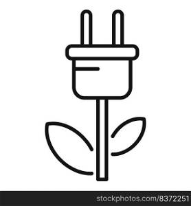 Eco plant plug icon outline vector. Clean power. Health recycle. Eco plant plug icon outline vector. Clean power