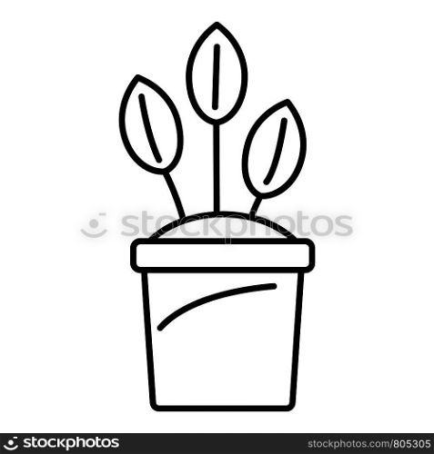 Eco plant pot icon. Outline eco plant pot vector icon for web design isolated on white background. Eco plant pot icon, outline style
