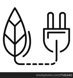 Eco plug energy icon. Outline eco plug energy vector icon for web design isolated on white background. Eco plug energy icon, outline style
