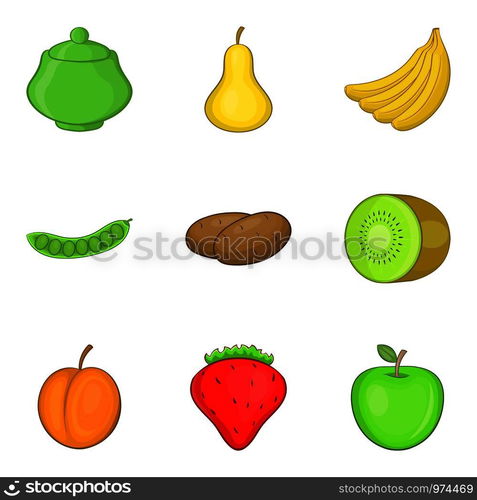 Eco product icons set. Cartoon set of 9 eco product vector icons for web isolated on white background. Eco product icons set, cartoon style