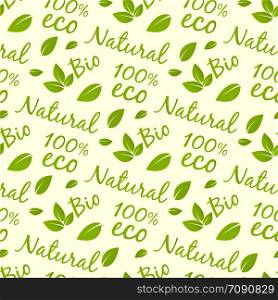 Eco products seamless pattern design. Bio, natural, eco background. Vector illustration. Eco products seamless pattern design. Bio, natural, eco