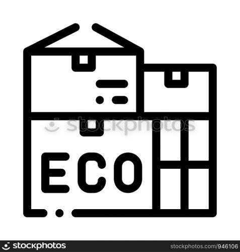 Eco Recycle Material Container Packaging Vector Icon Thin Line. Carton Open And Closed Packaging Concept Linear Pictogram. Parcel, Box Shipping Equipment Monochrome Contour Illustration. Eco Recycle Material Container Packaging Vector