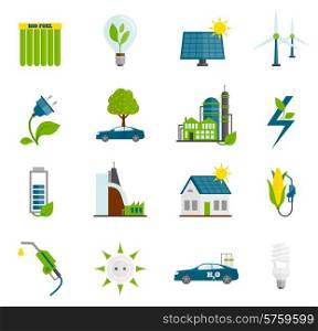 Eco renewable and alternative energy flat icons set isolated vector illustration. Eco Energy Flat Icons