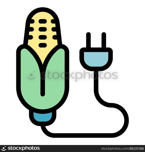 Eco safe energy icon outline vector. Ecology plant. Power resource color flat. Eco safe energy icon vector flat