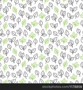 Eco seamless pattern design. Line leaves vector texture. Line leaves seamless pattern