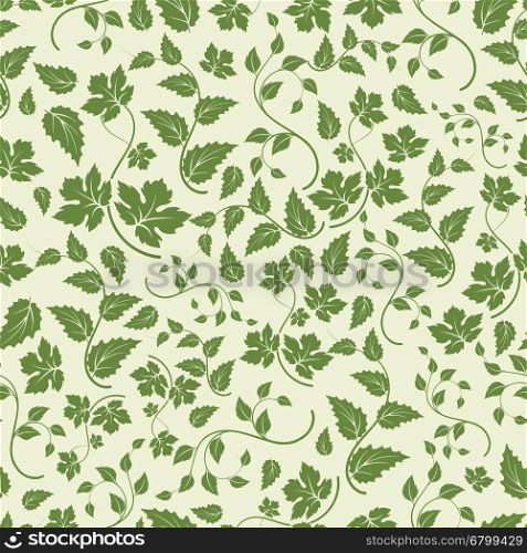 Eco seamless pattern with green leaves. Eco seamless pattern with green branches and leaves. Vector illustration