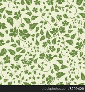 Eco seamless pattern with green leaves. Eco seamless pattern with green branches and leaves. Vector illustration