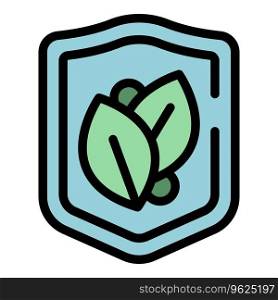 Eco shield icon outline vector. Energy plant. Power recycle color flat. Eco shield icon vector flat