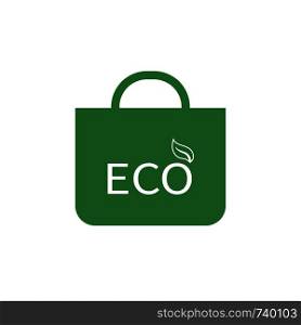 Eco shopping bag icon. Green ecological sign. Protect planet. Vector illustration for design.