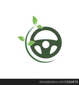 eco steering wheel logo icon vector illustration design