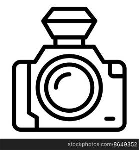 Eco tourism camera icon outline vector. People travel. Trip bike. Eco tourism camera icon outline vector. People travel