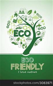 Eco tree Friendly formed by Icons , Vector Illustration