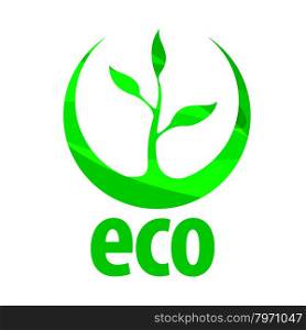 eco vector logo with green sprout
