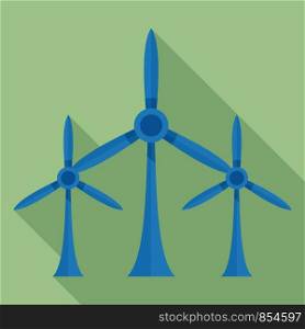 Eco wind turbine icon. Flat illustration of eco wind turbine vector icon for web design. Eco wind turbine icon, flat style