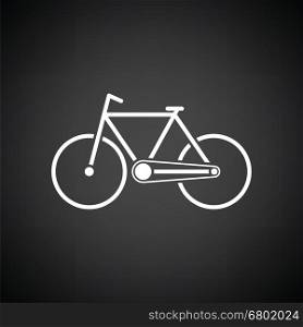 Ecological bike icon. Black background with white. Vector illustration.