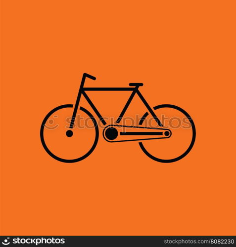 Ecological bike icon. Orange background with black. Vector illustration.