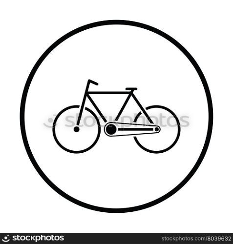 Ecological bike icon. Thin circle design. Vector illustration.