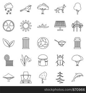 Ecological care icons set. Outline set of 25 ecological care vector icons for web isolated on white background. Ecological care icons set, outline style