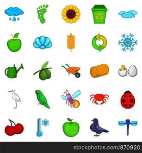 Ecological diversity icons set. Cartoon set of 25 ecological diversity vector icons for web isolated on white background. Ecological diversity icons set, cartoon style