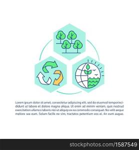 Ecological farming concept icon with text. Crop rotation. Environmentally friendly products. Balance. PPT page vector template. Brochure, magazine, booklet design element with linear illustrations. Ecological farming concept icon with text