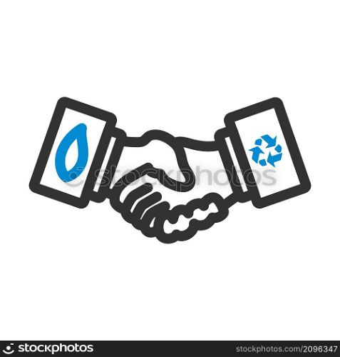 Ecological Handshakes Icon. Editable Bold Outline With Color Fill Design. Vector Illustration.