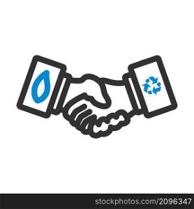 Ecological Handshakes Icon. Editable Bold Outline With Color Fill Design. Vector Illustration.