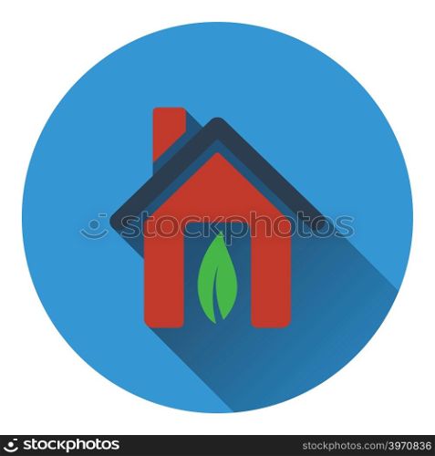 Ecological home with leaf icon. Flat design. Vector illustration.