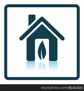 Ecological home with leaf icon. Shadow reflection design. Vector illustration.