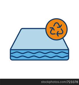 Ecological mattress recycling color icon. Recyclable and reusable eco friendly mattress. Isolated vector illustration. Ecological mattress recycling color icon