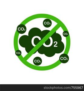 Ecological stop co2 emissions sign on white background. Vector stock illustration.