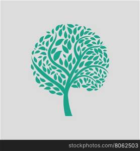 Ecological tree leaves icon. Gray background with green. Vector illustration.