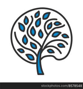 Ecological Tree With Leaves Icon. Editable Bold Outline With Color Fill Design. Vector Illustration.