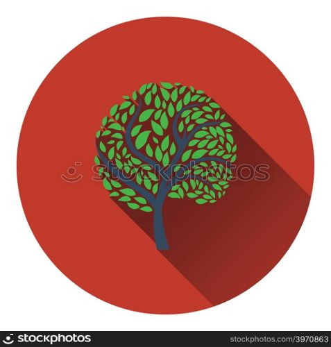Ecological tree with leaves icon. Flat design. Vector illustration.