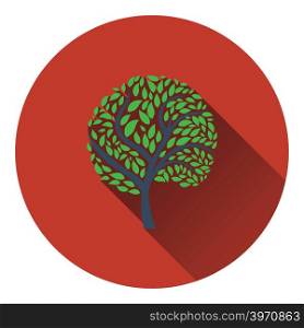 Ecological tree with leaves icon. Flat design. Vector illustration.