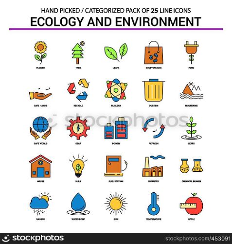Ecology and Enviroment Flat Line Icon Set - Business Concept Icons Design