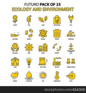 Ecology and Enviroment Icon Set. Yellow Futuro Latest Design icon Pack
