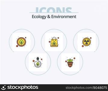 Ecology And Environment Line Filled Icon Pack 5 Icon Design. nature. water energy. nature. powerplug. industry