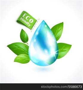 Ecology and waste global eco friendly water drop symbol isolated on white background vector illustration
