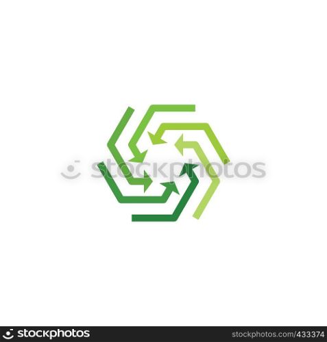ecology arrows hexagon round logo vector icon