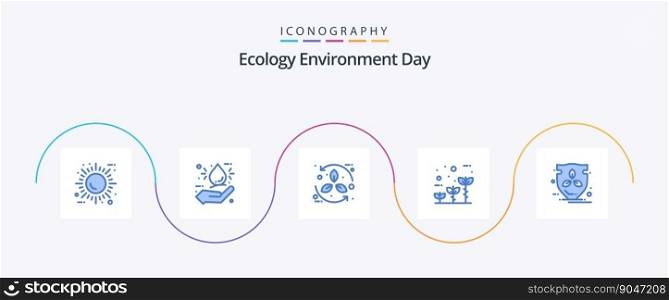 Ecology Blue 5 Icon Pack Including growth. friendly. hand. eco. leaf