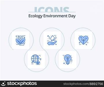 Ecology Blue Icon Pack 5 Icon Design. eco. bio. leaf. leaf. energy