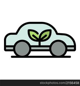Ecology car icon. Outline ecology car vector icon color flat isolated. Ecology car icon color outline vector
